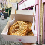 Load image into Gallery viewer, Freshly Baked Biscoff Stuffed White Chocolate Cookies - 6 or 12
